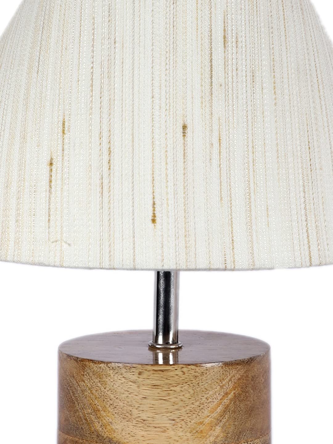 Wood Table lamp with Off-White Cotton Shade