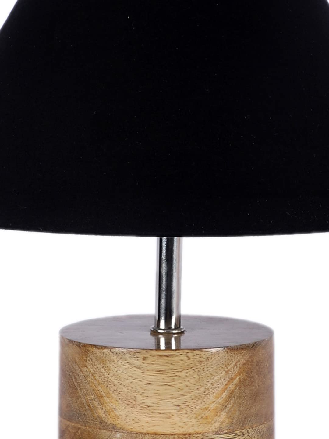 Wood Table lamp with Black Cotton Shade