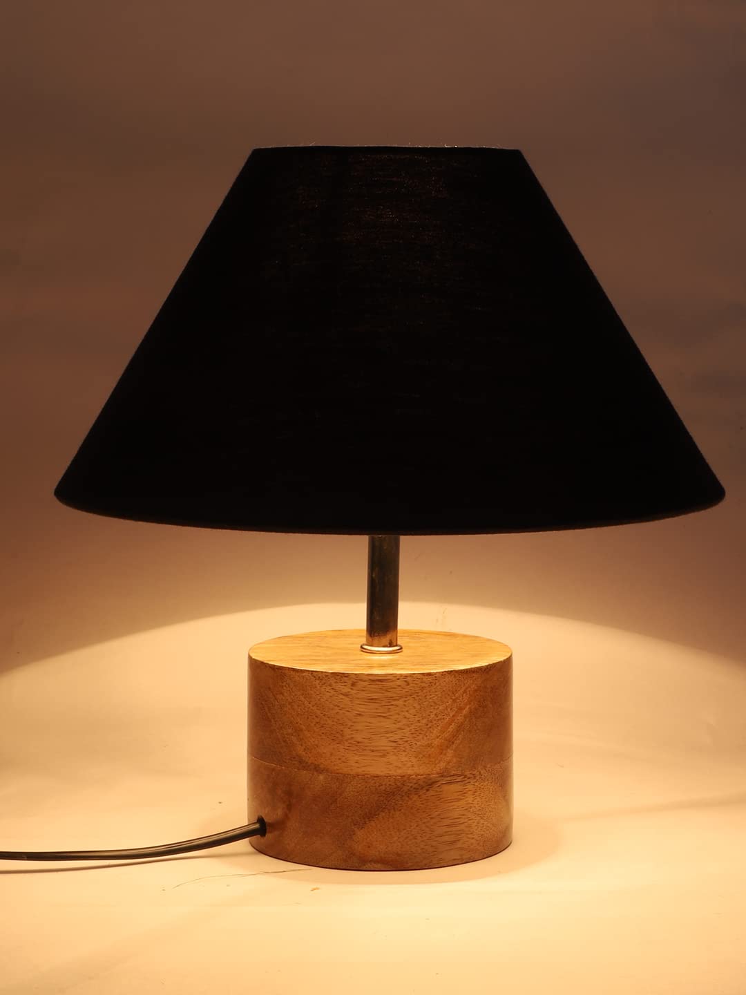 Wood Table lamp with Black Cotton Shade