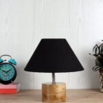 Wood Table lamp with Black Cotton Shade
