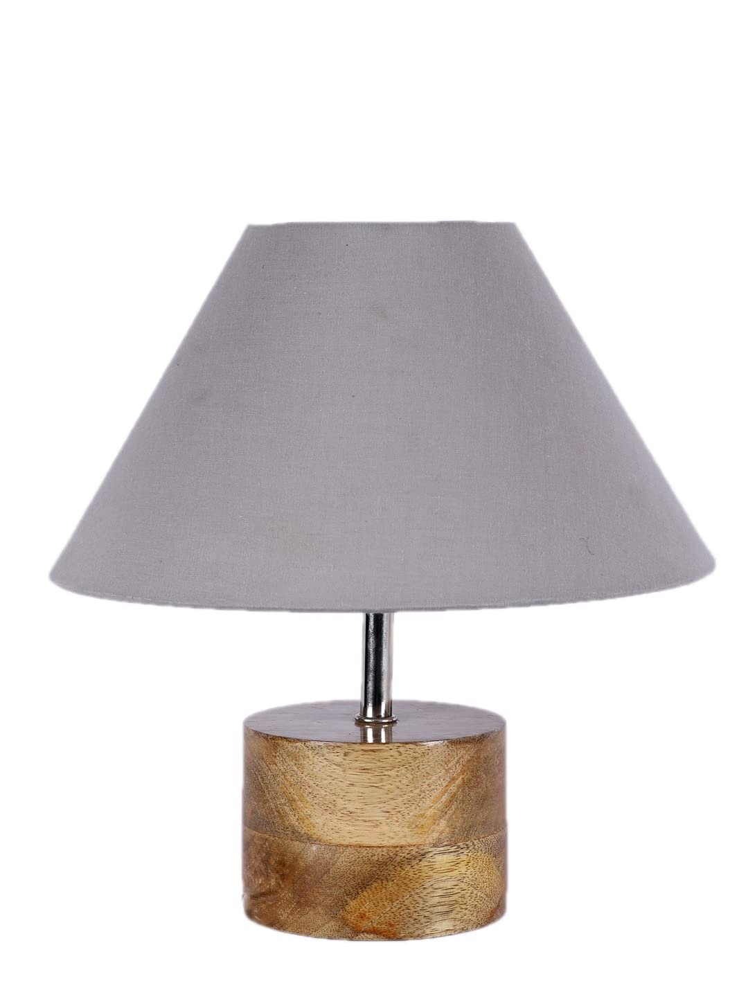 Wood Table lamp with Grey Cotton Shade