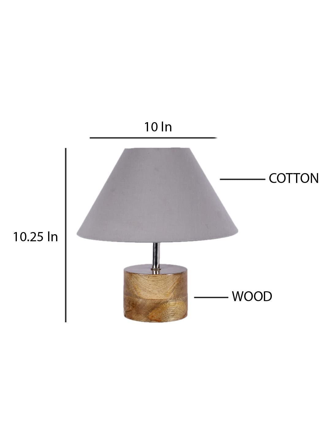 Wood Table lamp with Grey Cotton Shade