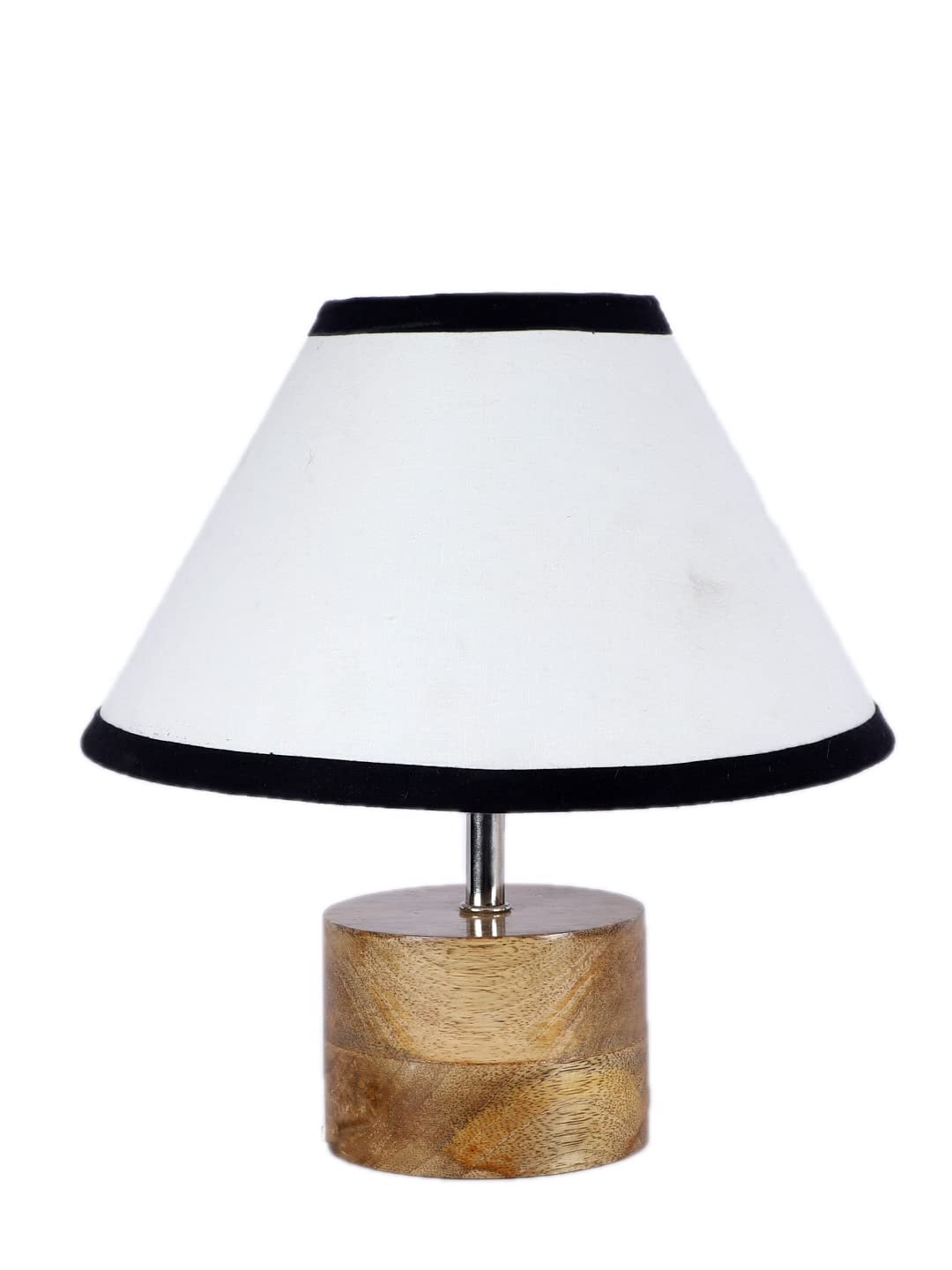 Wood Table lamp with Multicolor Cotton Shade