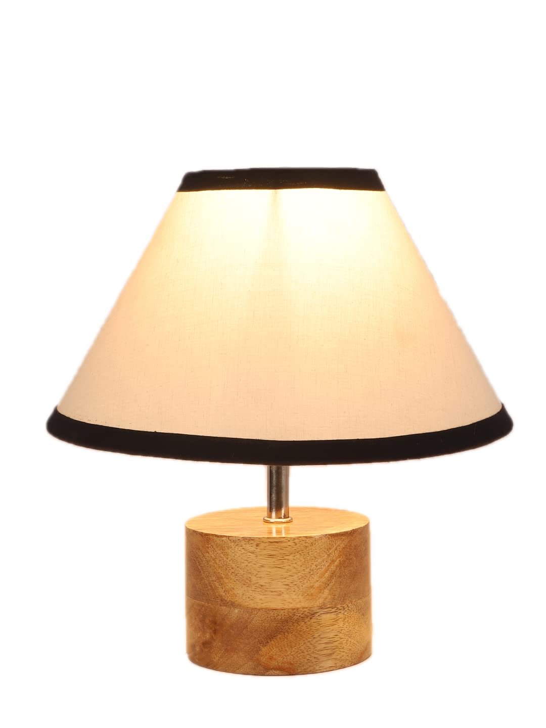 Wood Table lamp with Multicolor Cotton Shade