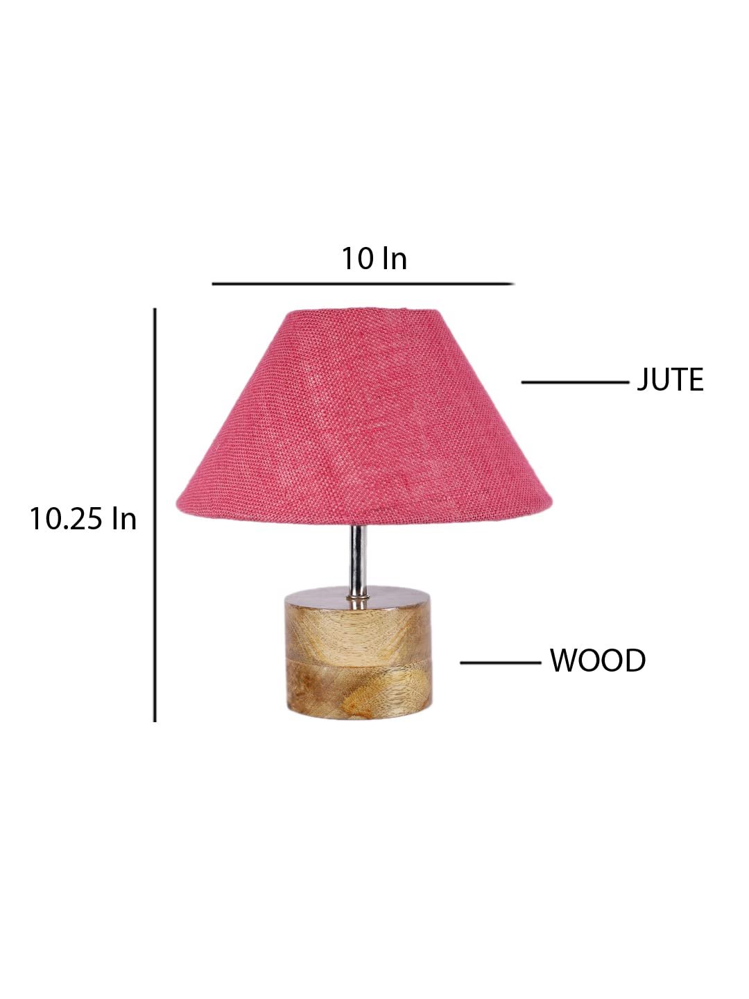 Wood Table lamp with Pink Jute Shade