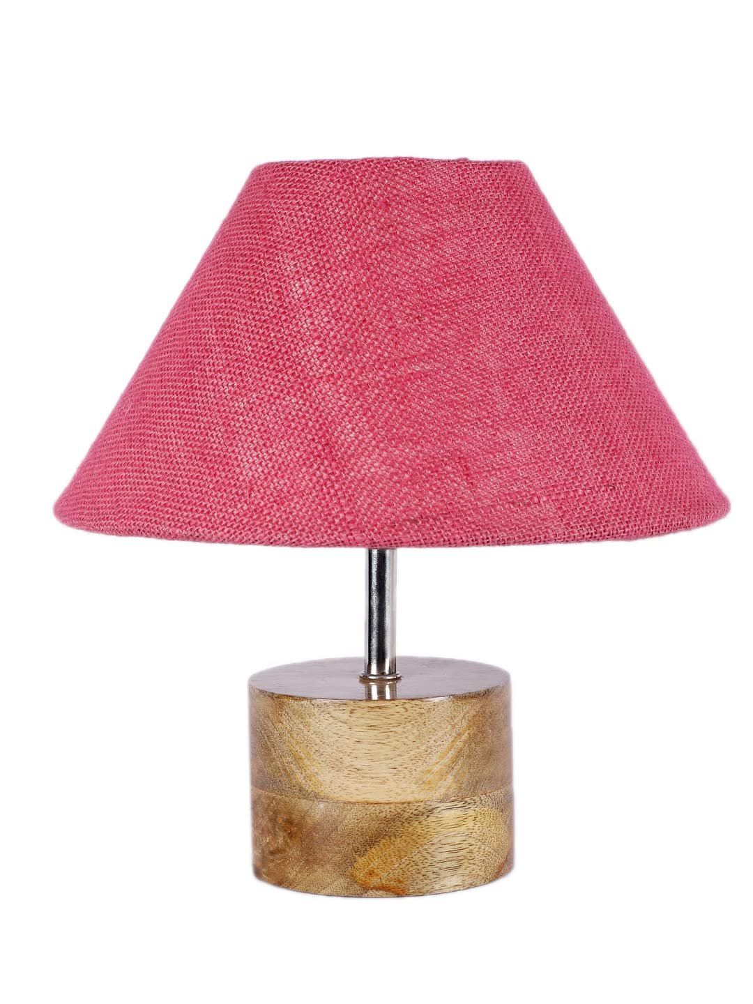 Wood Table lamp with Pink Jute Shade