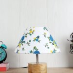 Wood Table lamp with Multicolor Cotton Shade