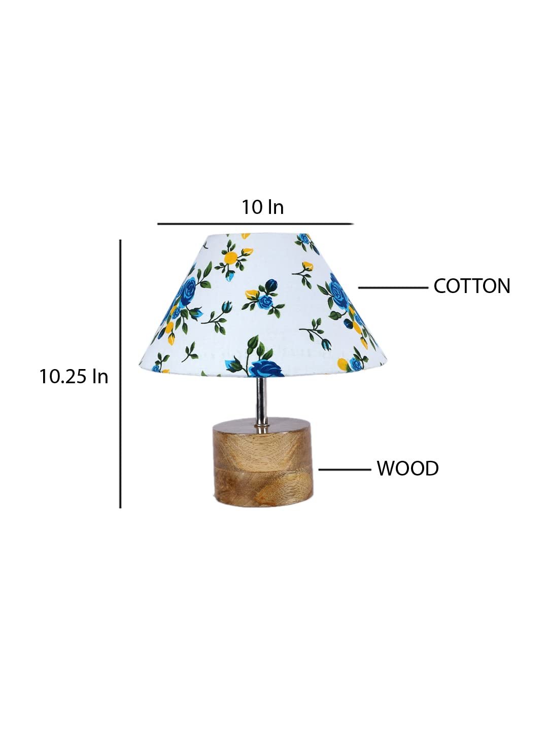 Wood Table lamp with Multicolor Cotton Shade