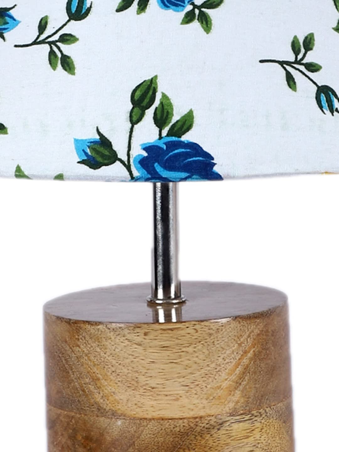 Wood Table lamp with Multicolor Cotton Shade