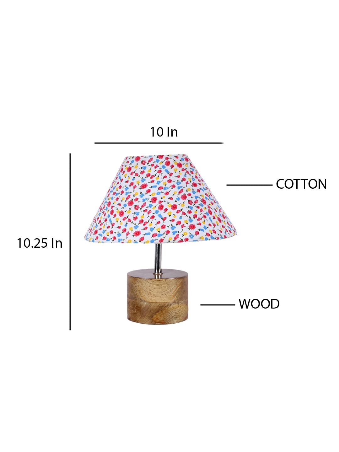 Wood Table lamp with Multicolor Cotton Shade
