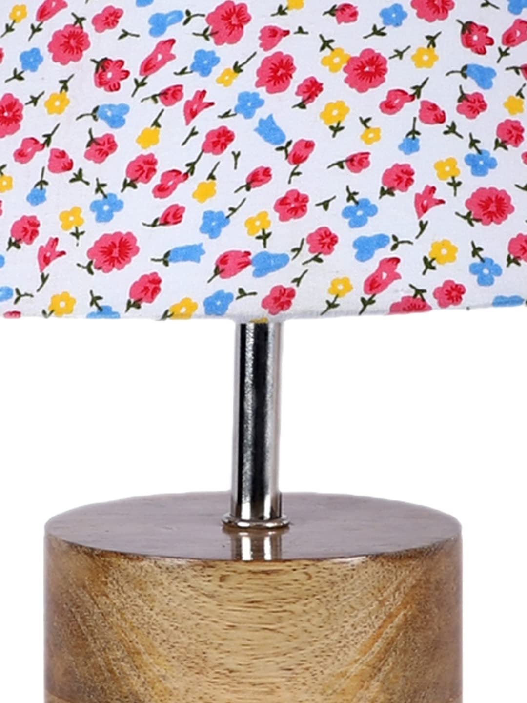 Wood Table lamp with Multicolor Cotton Shade