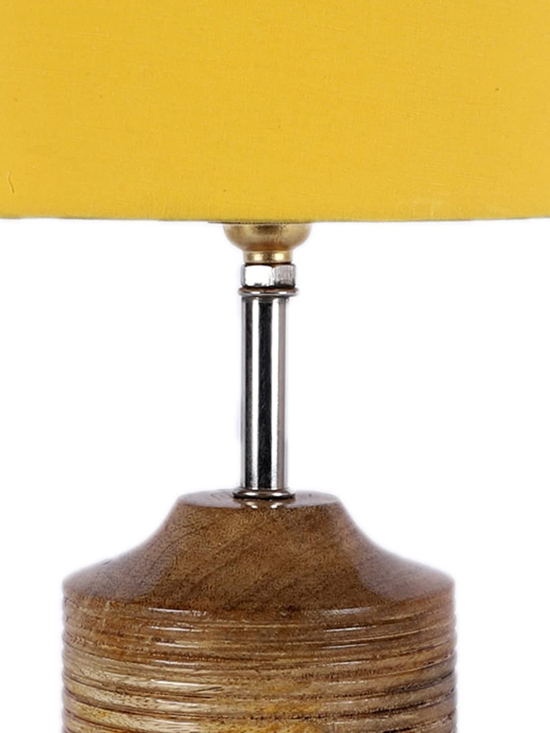 Wood Table lamp with Yellow Cotton Shade