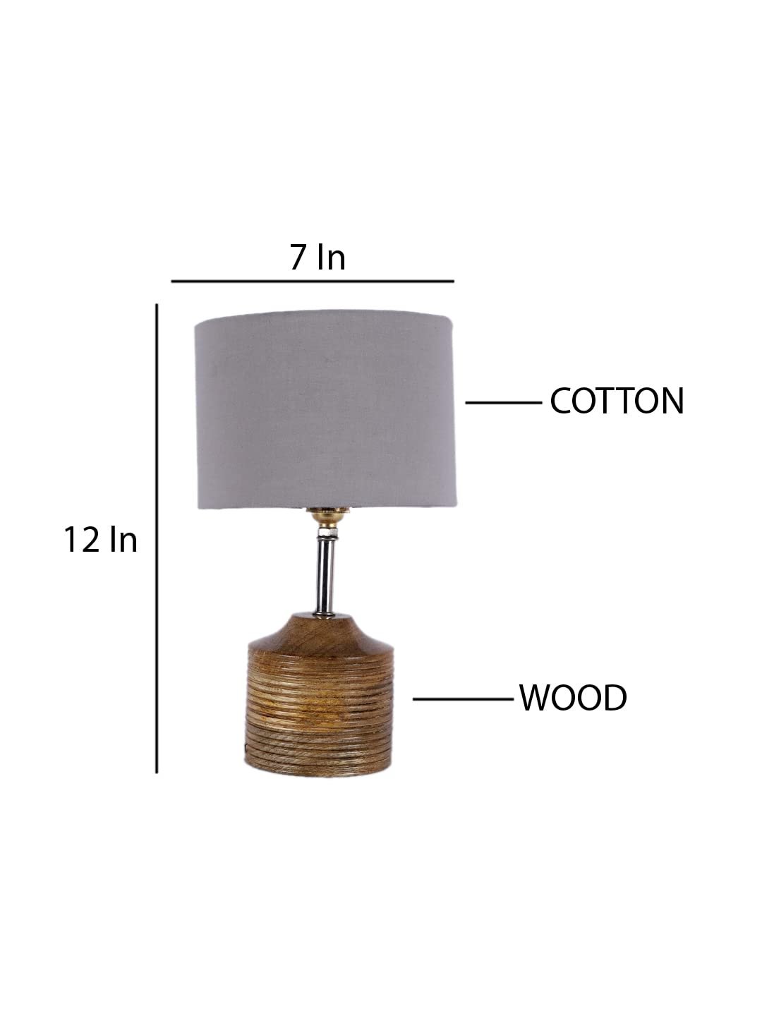 Wood Table lamp with Grey Cotton Shade