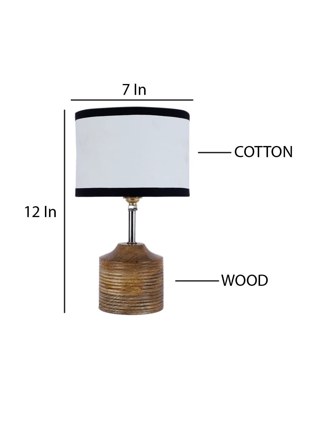 Wood Table lamp with Multicolor Cotton Shade