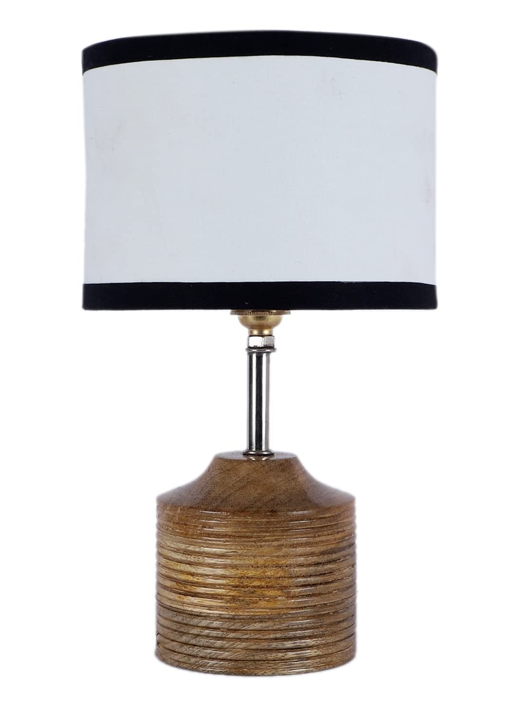 Wood Table lamp with Multicolor Cotton Shade