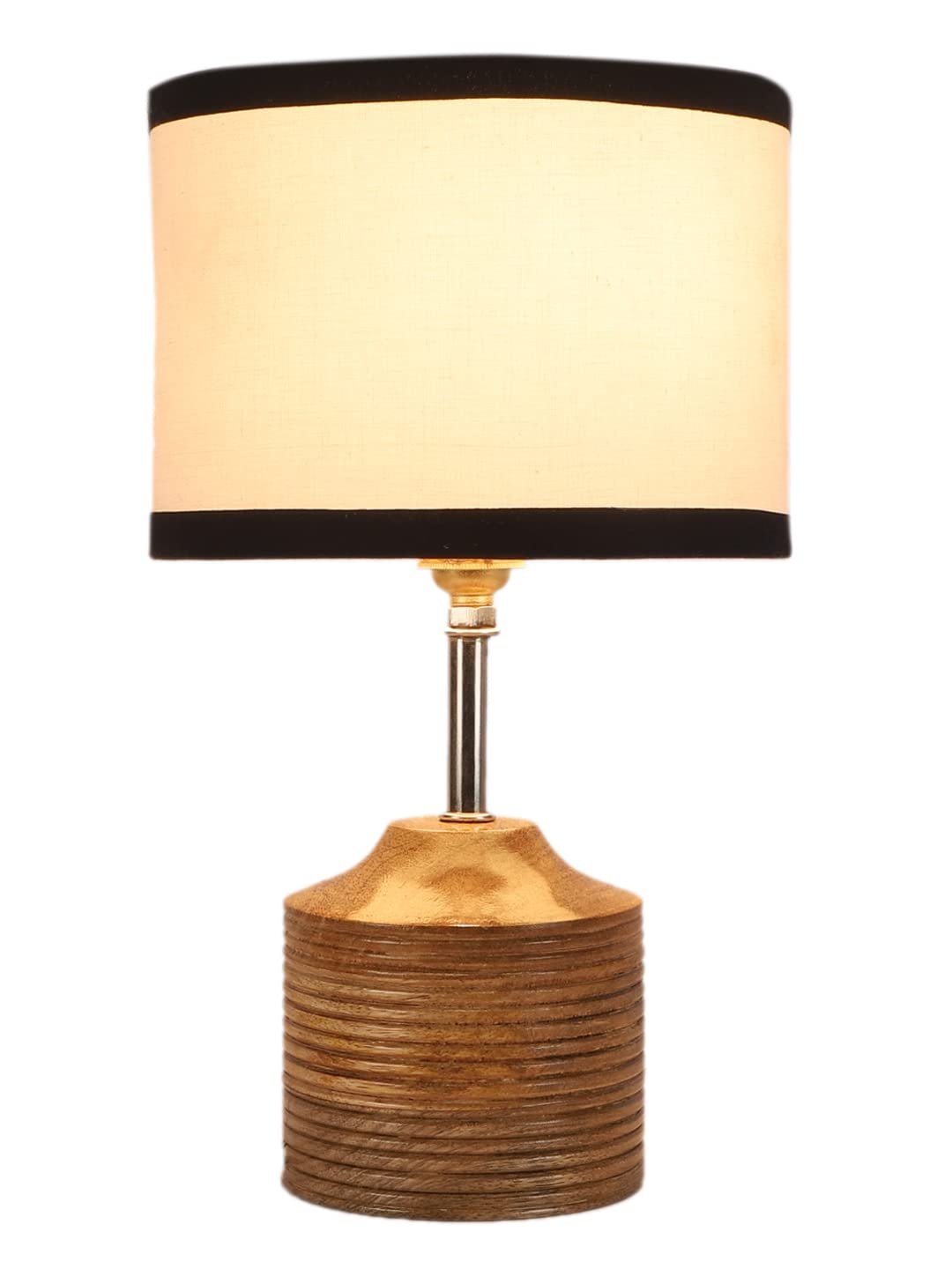Wood Table lamp with Multicolor Cotton Shade