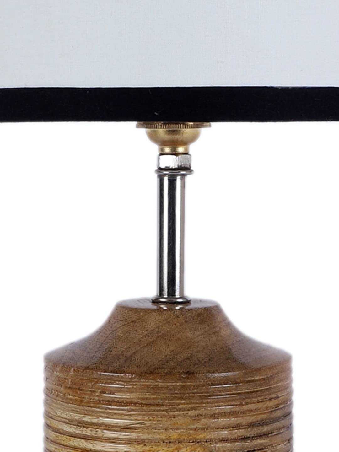 Wood Table lamp with Multicolor Cotton Shade