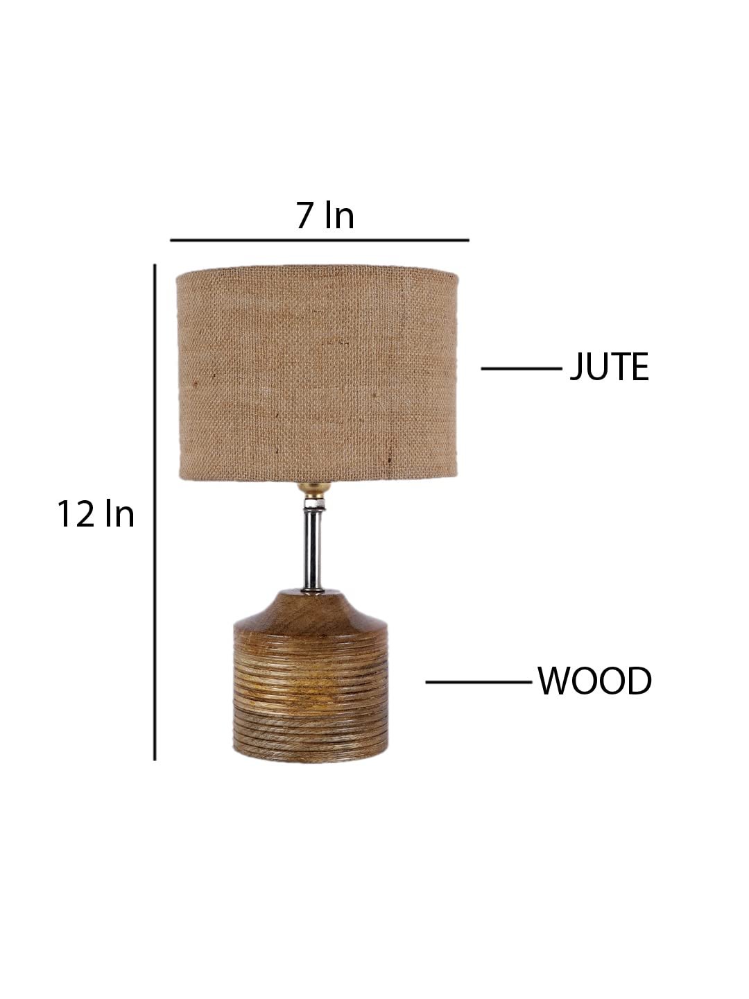 Wood Table lamp with Beige Jute Shade