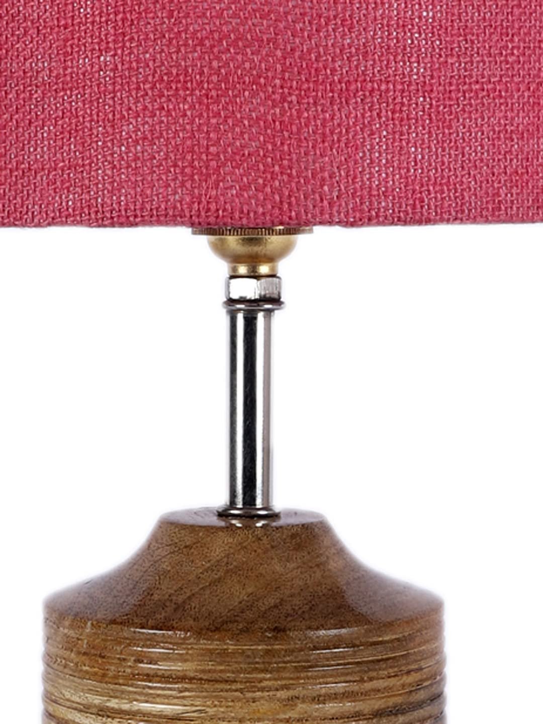 Wood Table lamp with Pink Jute Shade