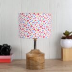 Wood Table lamp with Multicolor Cotton Shade