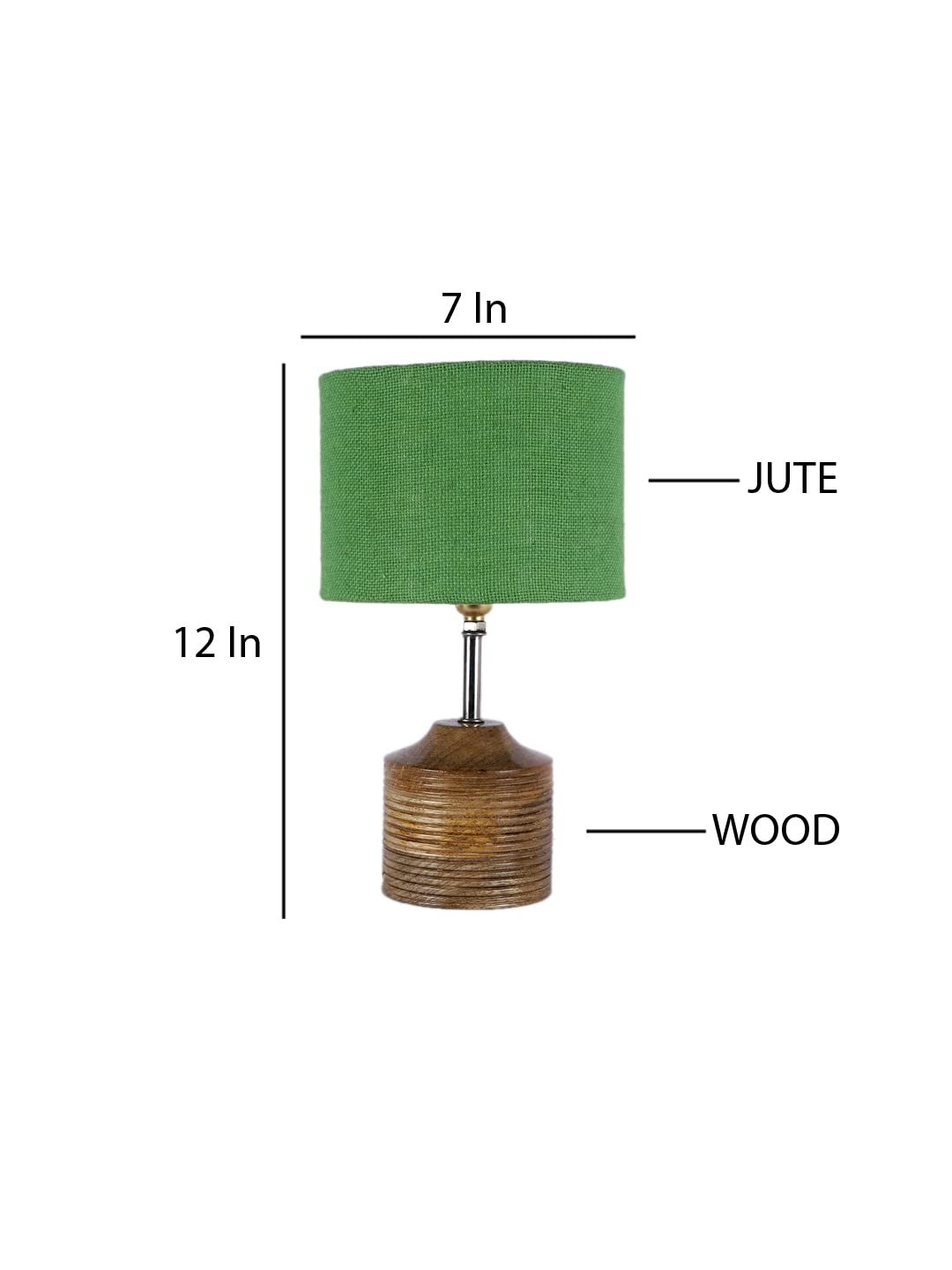 Wood Table lamp with Green Jute Shade