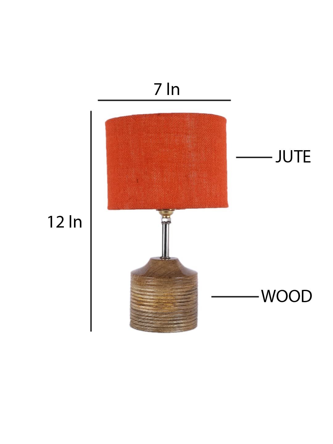 Wood Table lamp with Orange Jute Shade