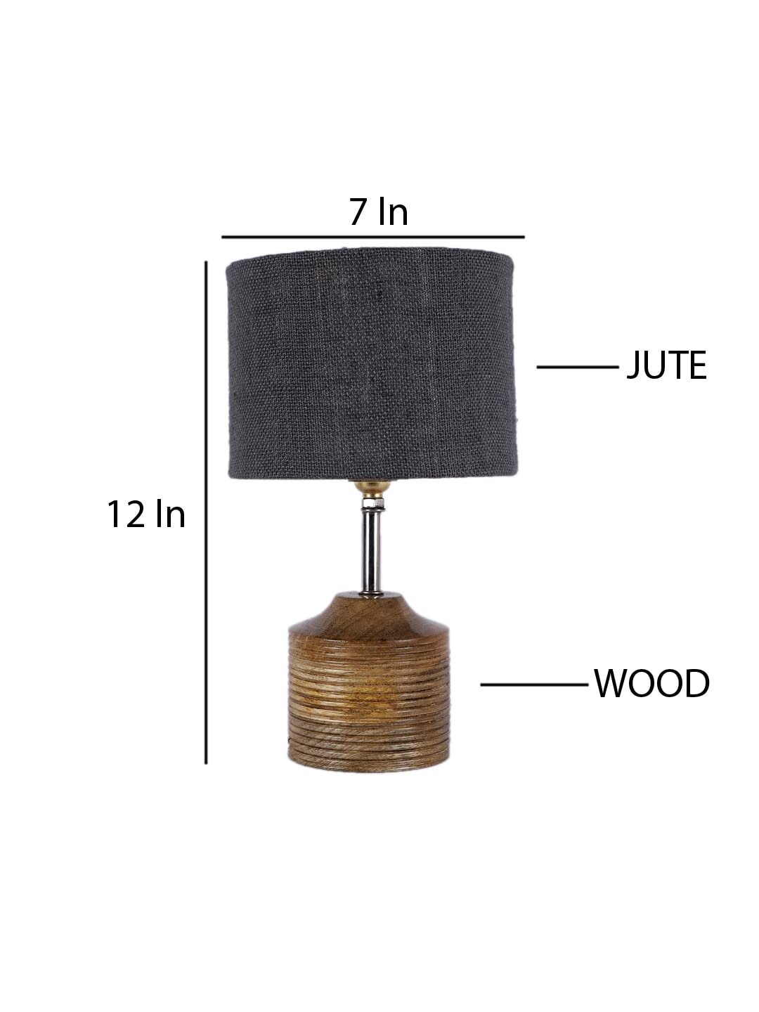 Wood Table lamp with Grey Jute Shade