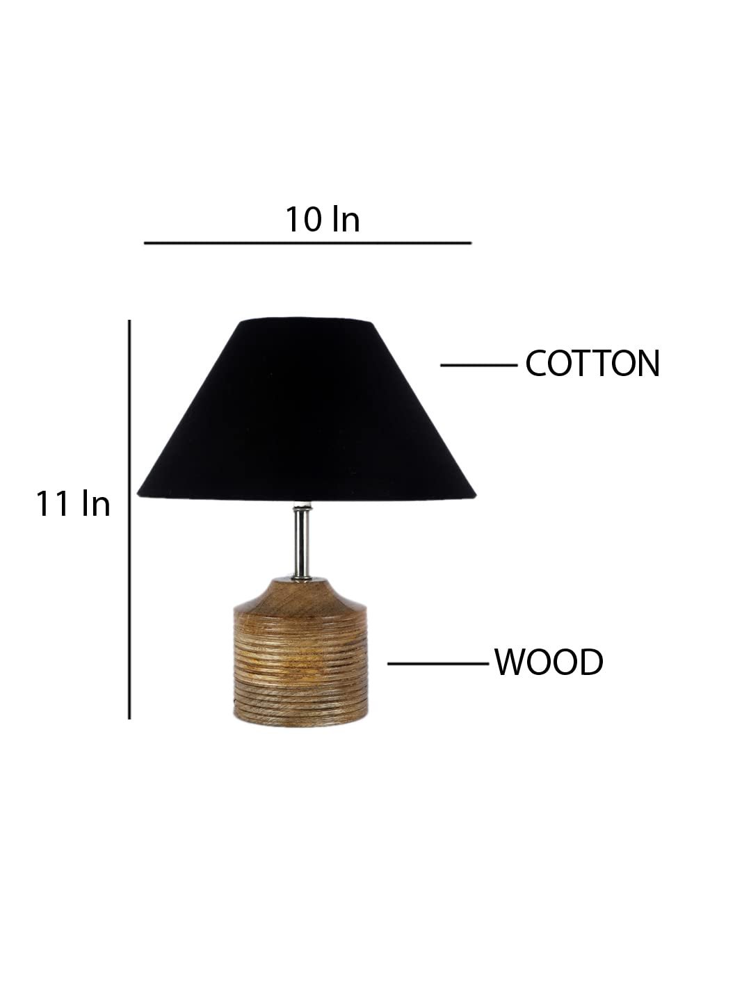 Wood Table lamp with Black Cotton Shade