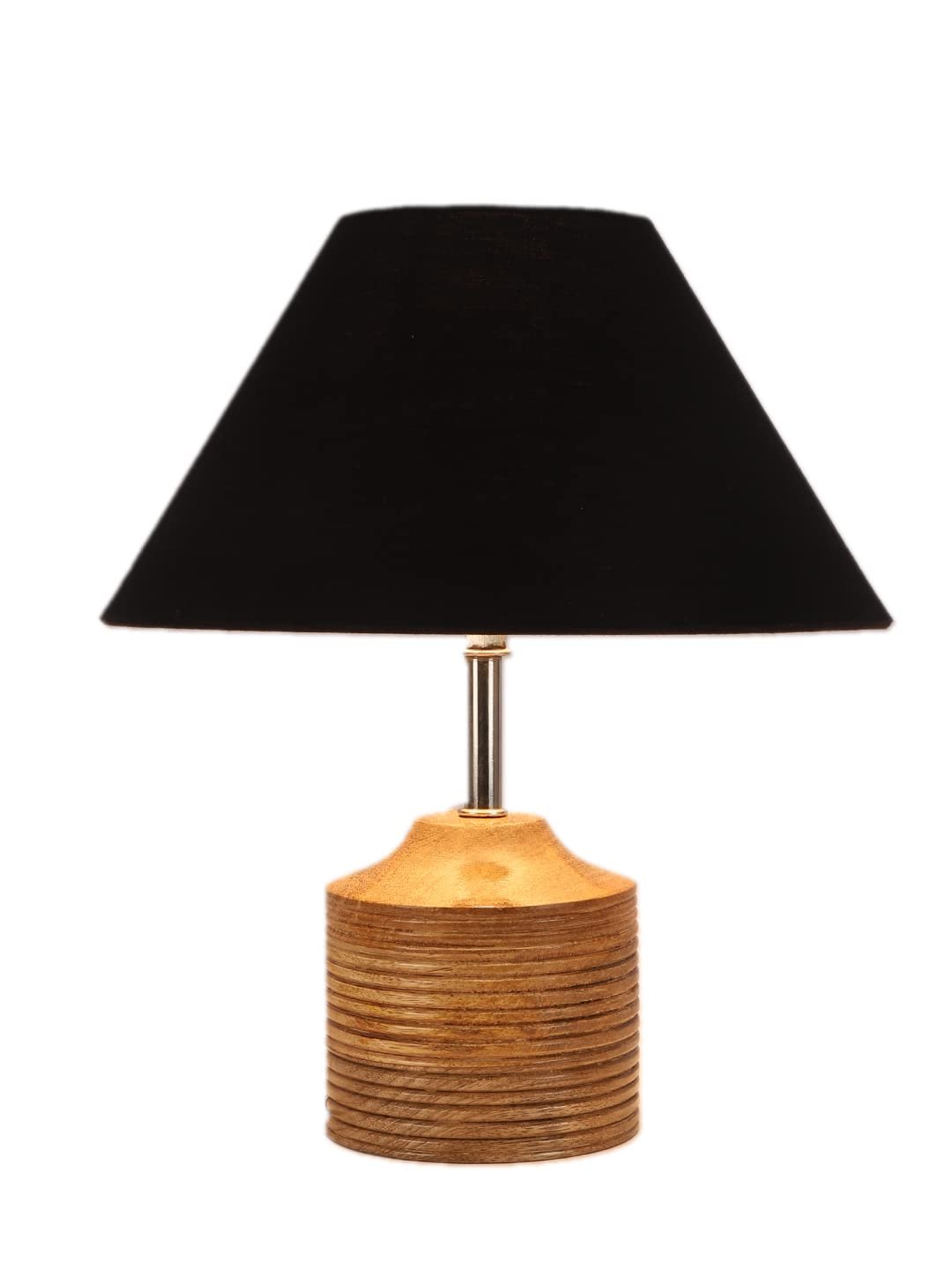 Wood Table lamp with Black Cotton Shade