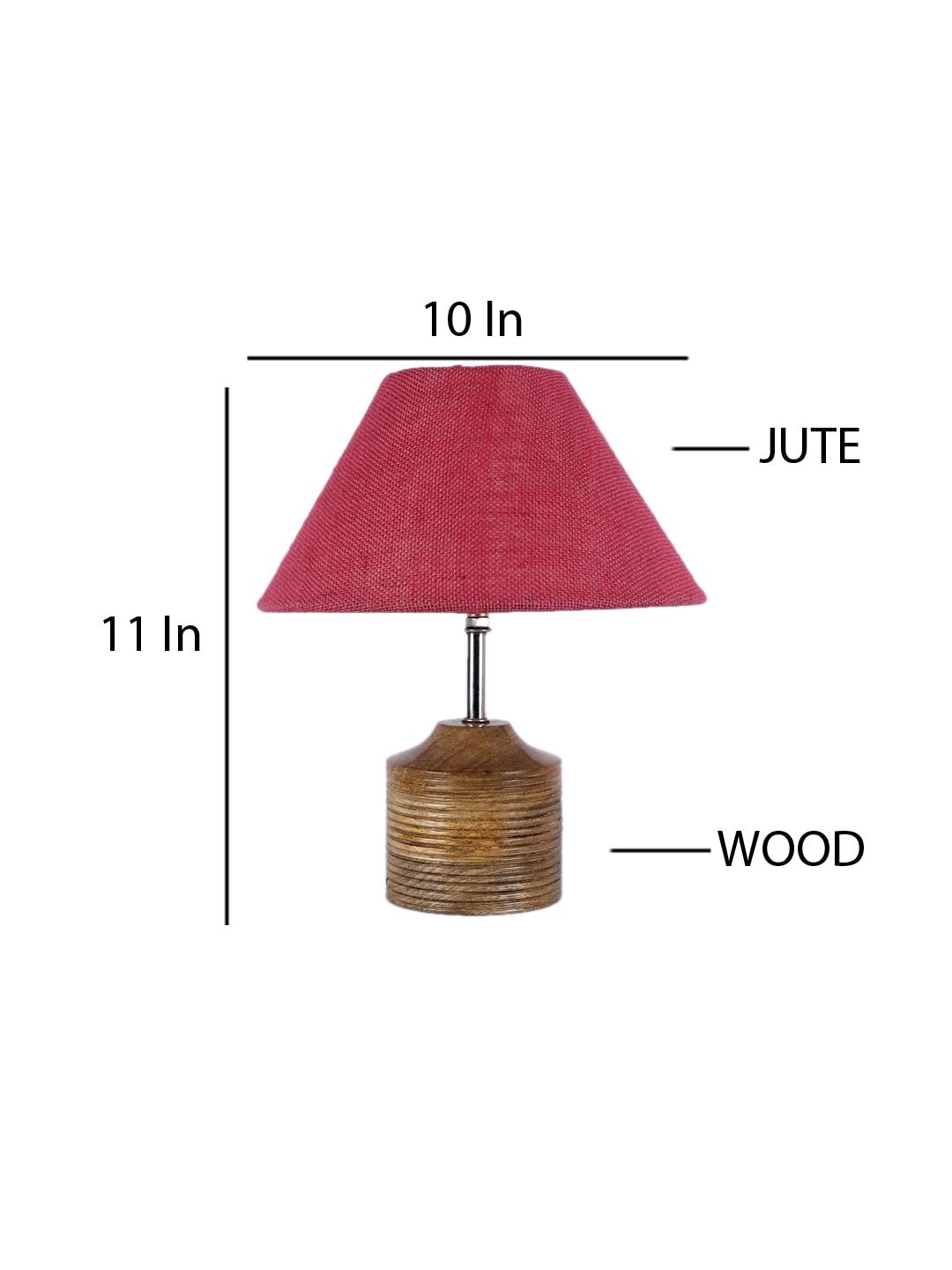 Wood Table lamp with Pink Jute Shade