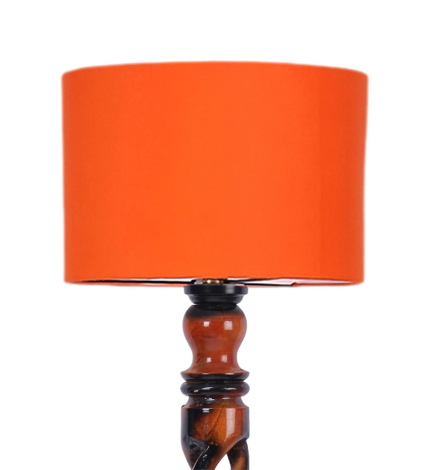Orange Cotton Drum Wooden Floor Lamp -4-(12x56.7 inches) -Open Snake
