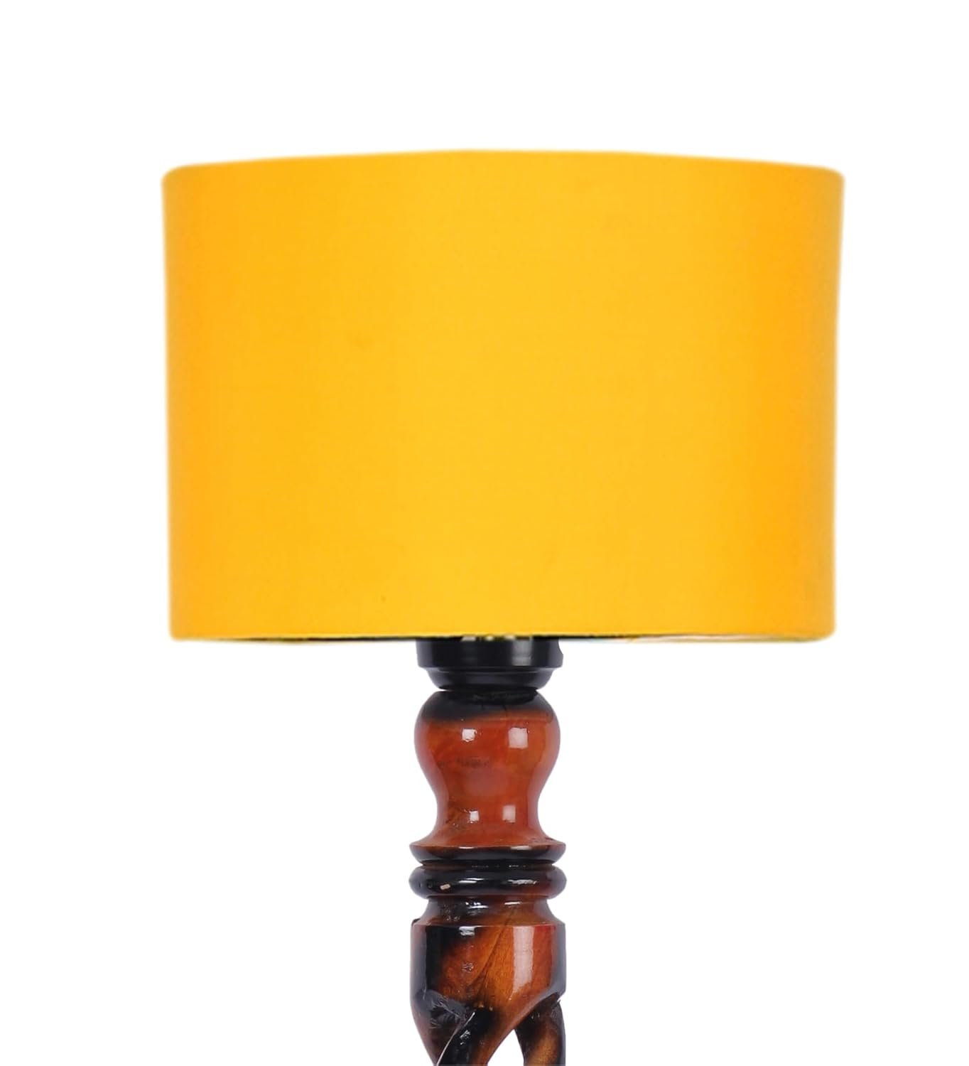Yellow Cotton Drum Wooden Floor Lamp -5-(12x56 .7inches) -Open Snake