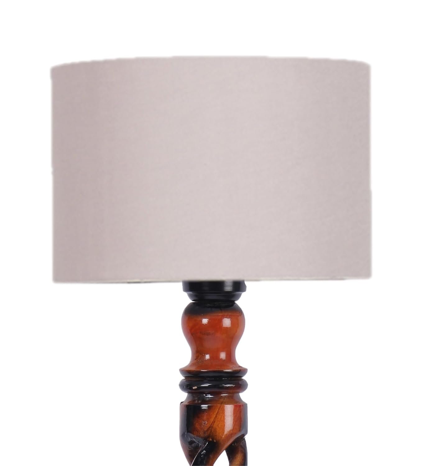 Grey Cotton Drum Wooden Floor Lamp -6-(12x56.7inches) -Open Snake