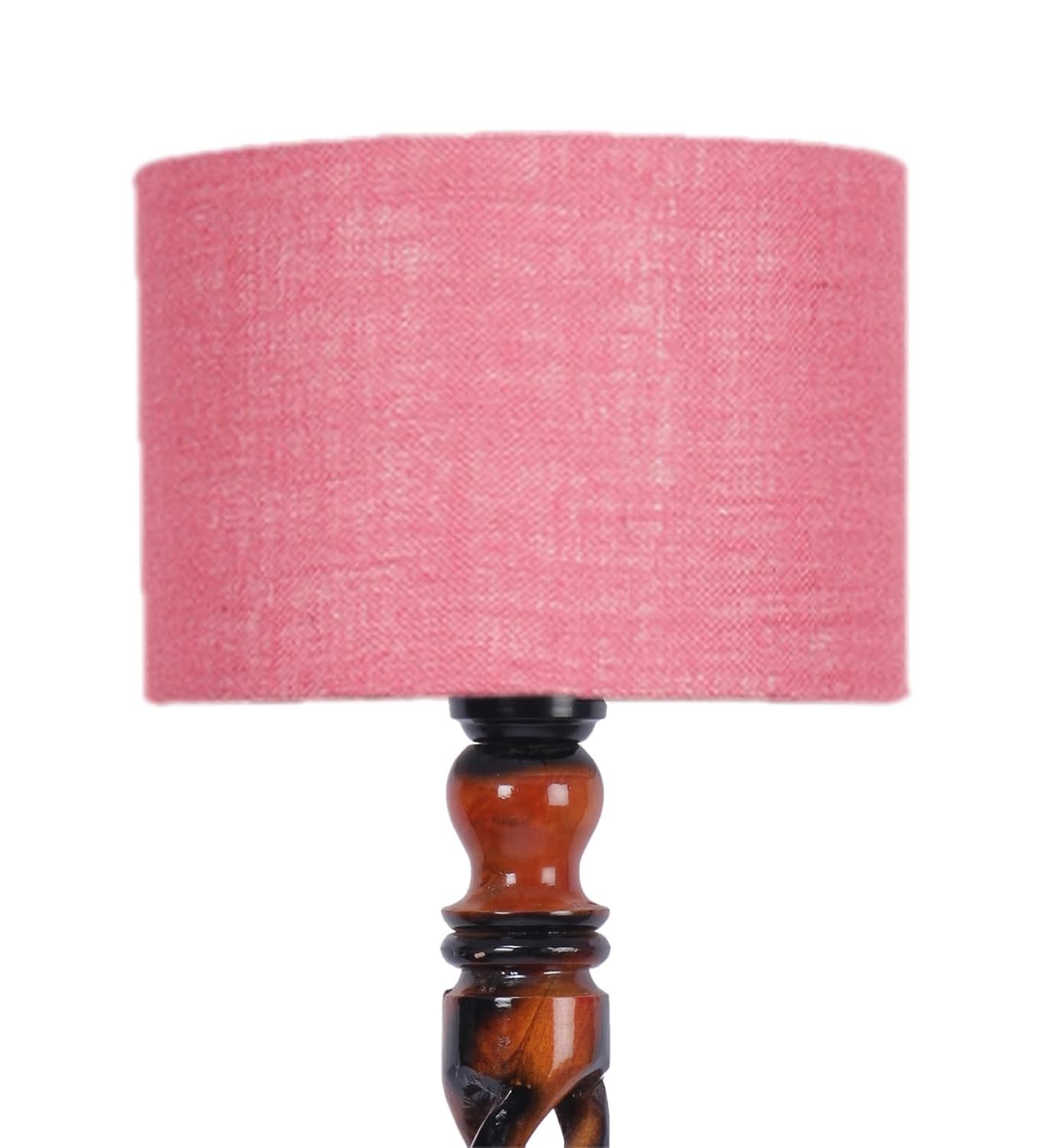 Pink Jute Drum Wooden Floor Lamp -10-(12x56.7inches) -Open Snake