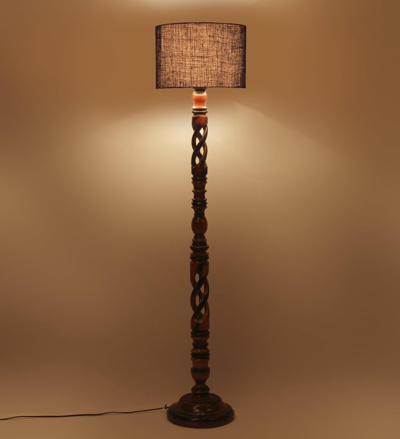 Blue Jute Wooden Floor Lamp -12-(12x56.7inches) -Open Snake