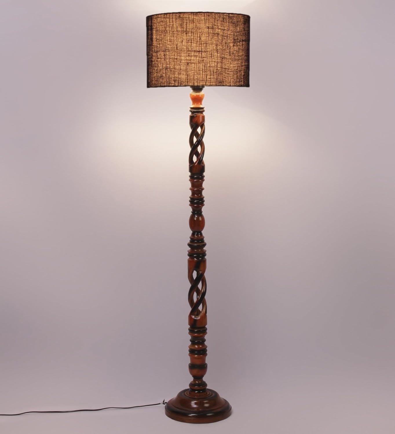 Blue Jute Wooden Floor Lamp -12-(12x56.7inches) -Open Snake