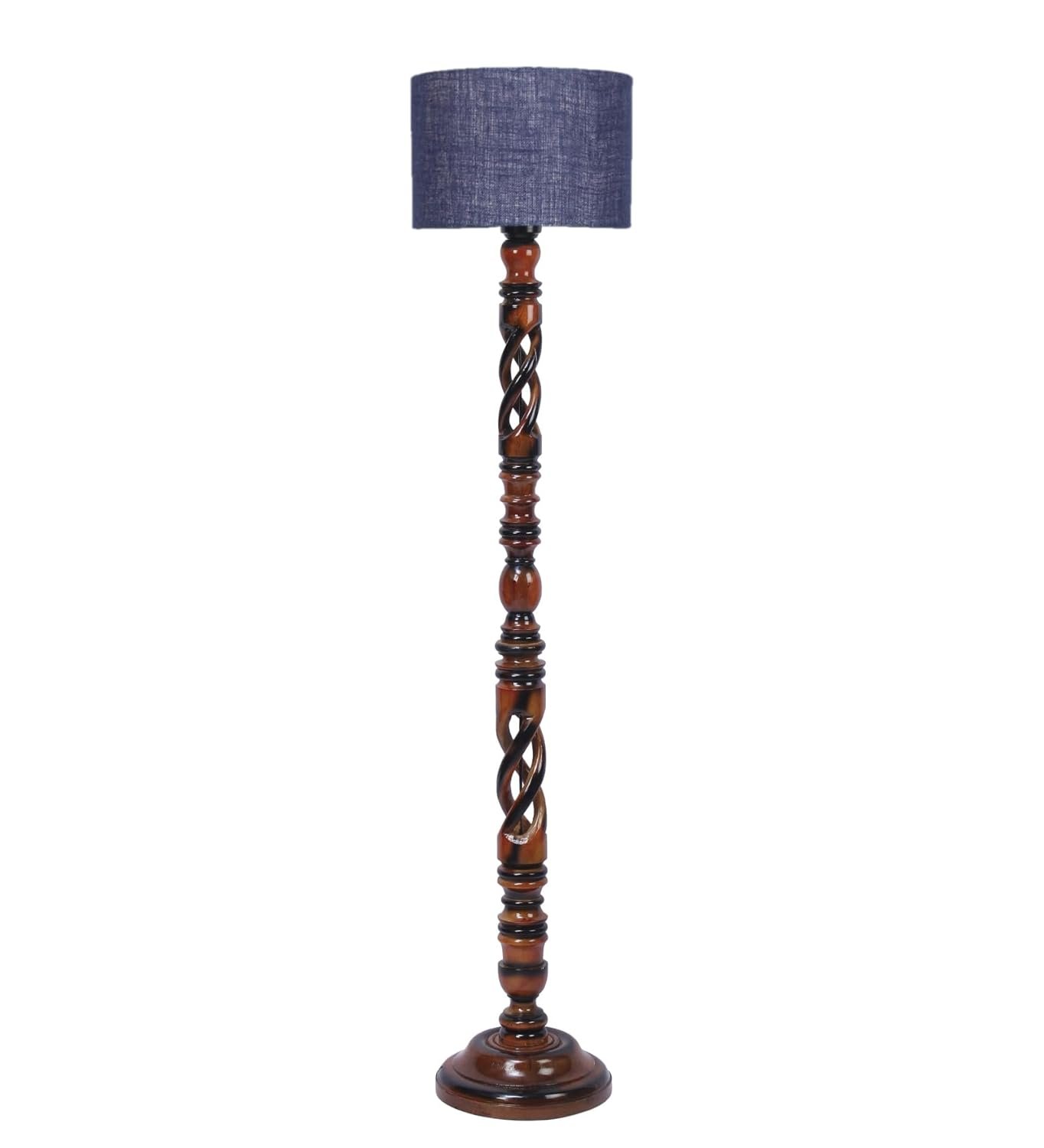 Blue Jute Wooden Floor Lamp -12-(12x56.7inches) -Open Snake