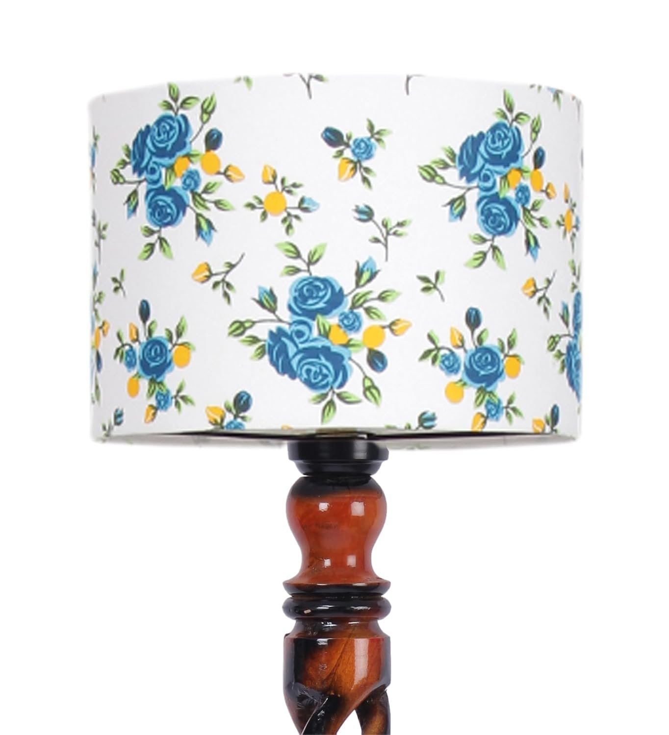 Printed Cotton Drum Wooden Floor Lamp -13-(12x56.7inches) -Open Snake