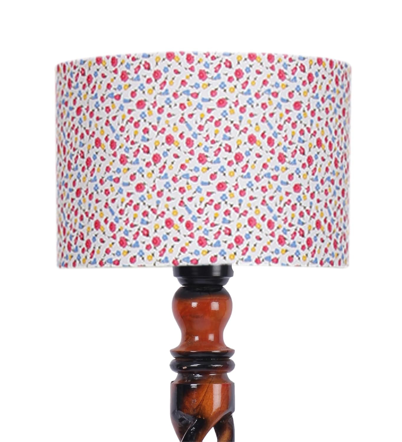 Printed Cotton Drum Wooden Floor Lamp -15 (12x56.7inches) -Open Snake