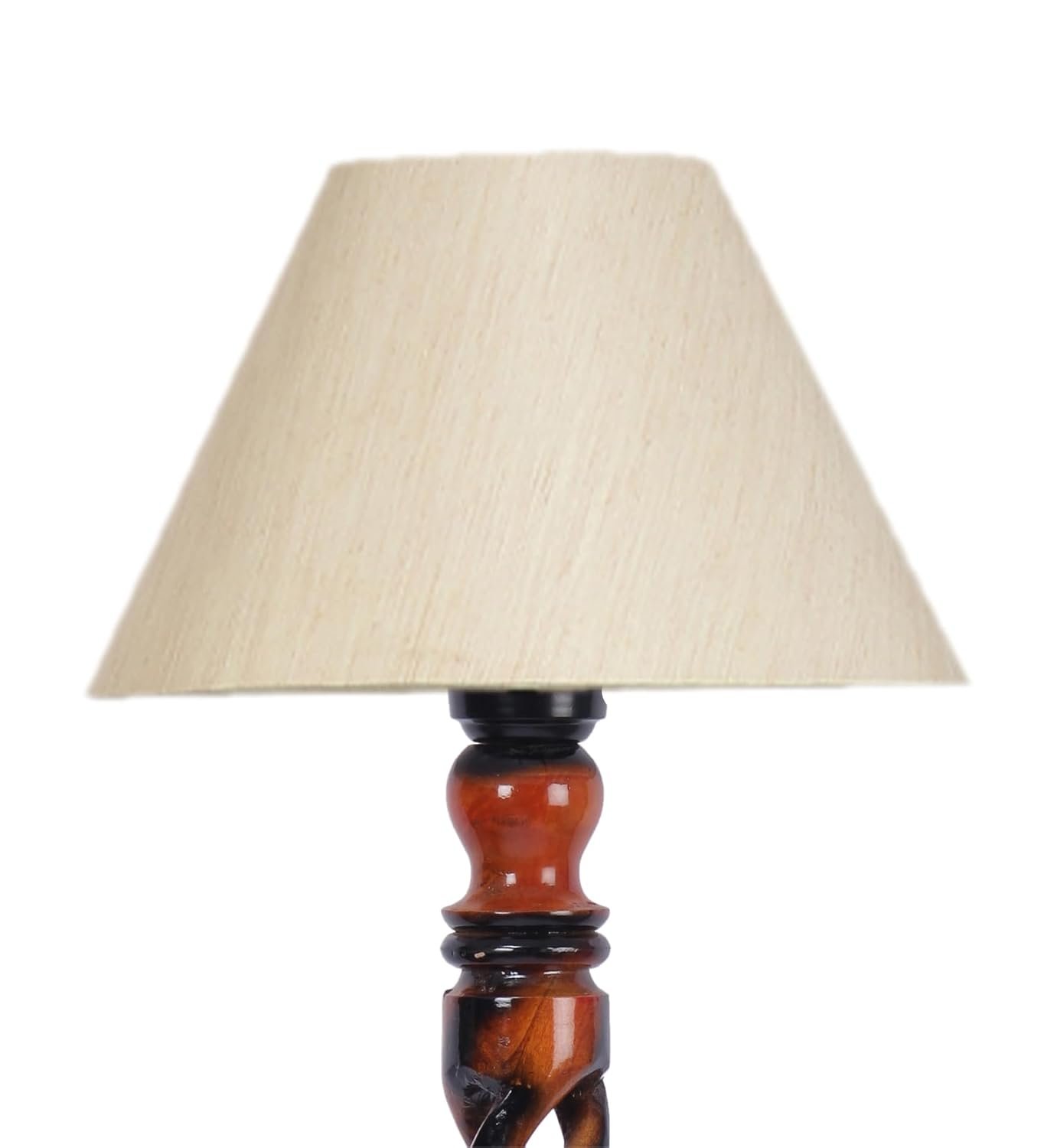Off-White Cotton Conical Wooden Floor Lamp -20(14x55.75inches) -Open Snake