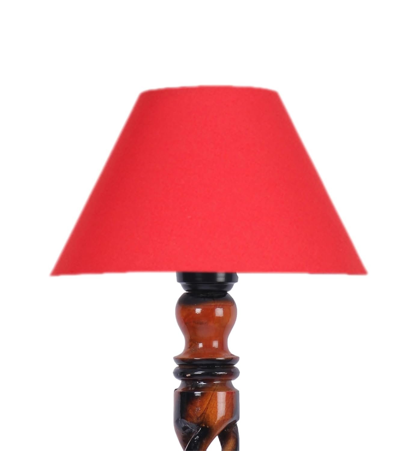 Red Cotton Conical Wooden Floor Lamp -22-(14x55.75inches) -Open Snake