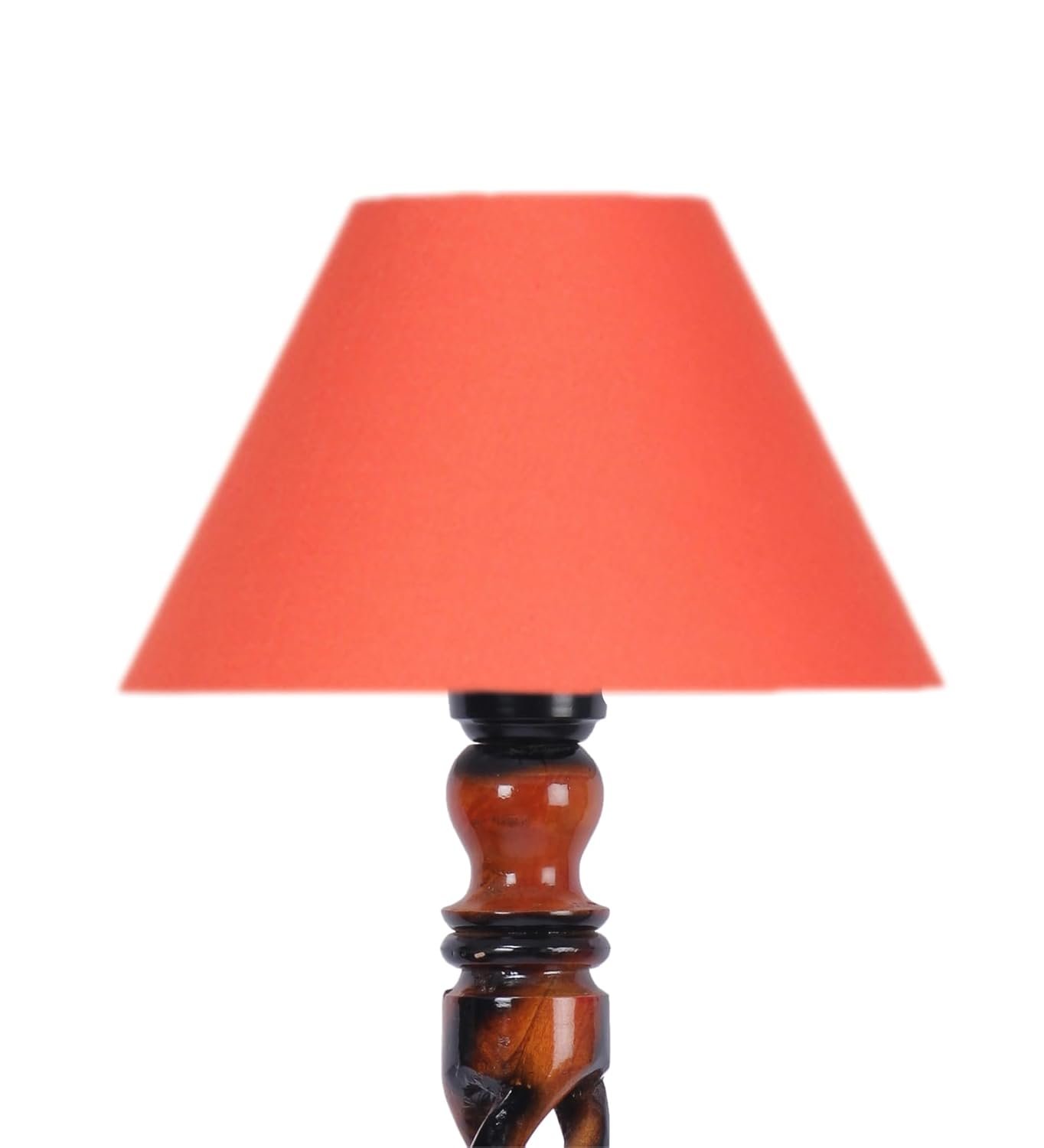 Orange Cotton Conical Wooden Floor Lamp -23-(14x55.75inches) -Open Snake