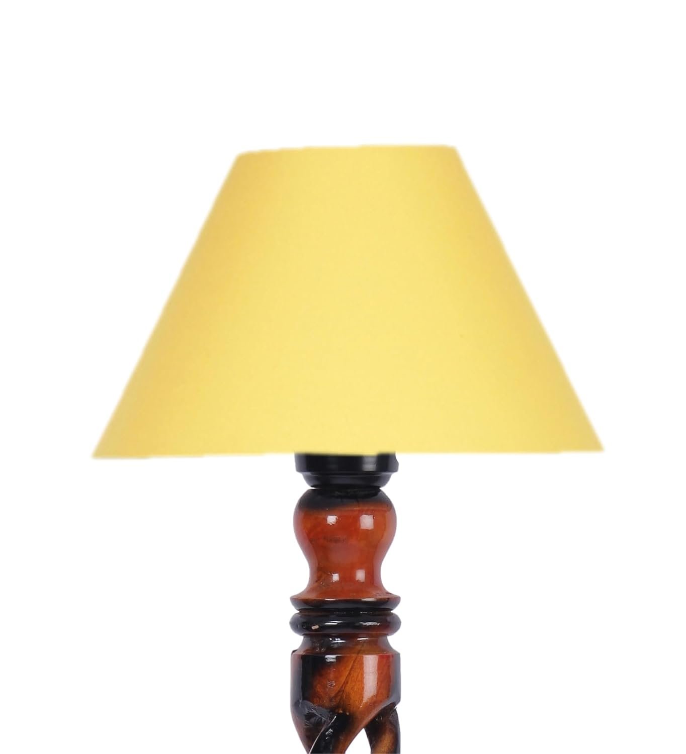 Yellow Cotton Conical Wooden Floor Lamp -24-(14x55.75inches) -Open Snake