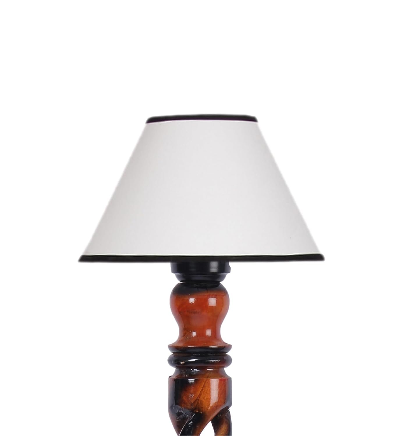 White & Black Cotton Conical Wooden Floor Lamp -26-(14x55.75inches) -Open Snake