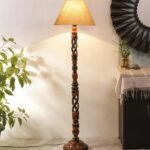 White Jute Conical Wooden Floor Lamp -28-(14×55.75inches) -Open Snake