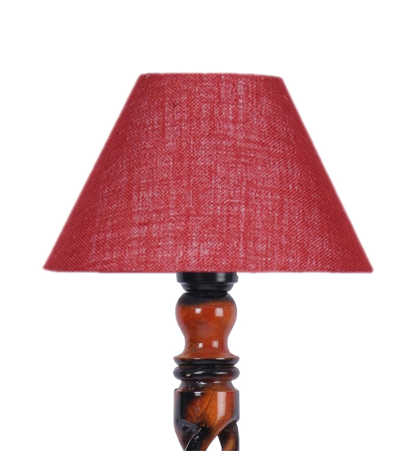 Maroon Jute Conical Wooden Floor Lamp -30-(14x55.75inches) -Open Snake