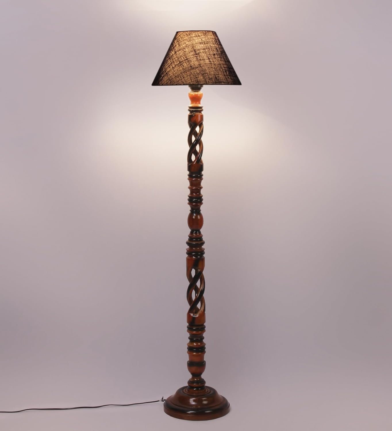Blue Jute Wooden Floor Lamp -31-(14x55.75inches) -Open Snake