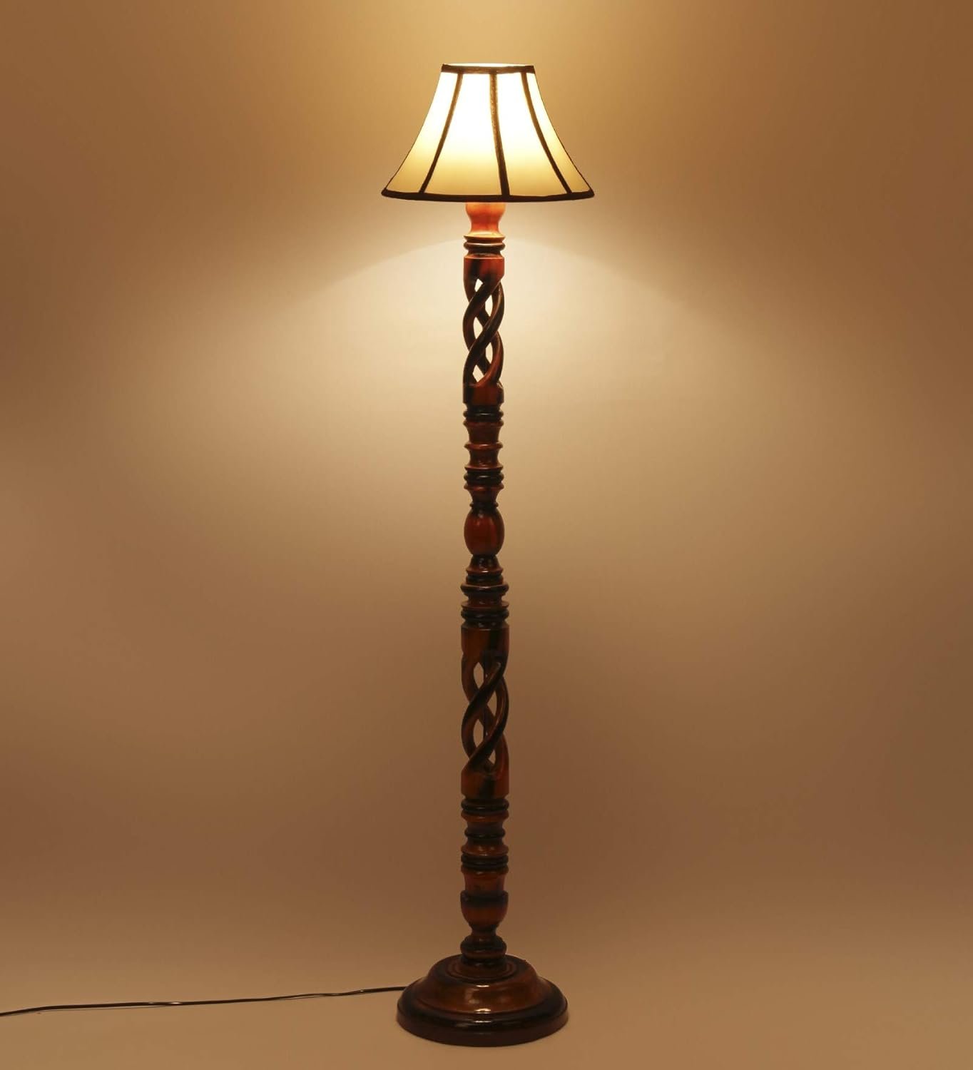 Multiclored Cotton Wooden Floor Lamp -39-(12x54.8inches) -Open Snake