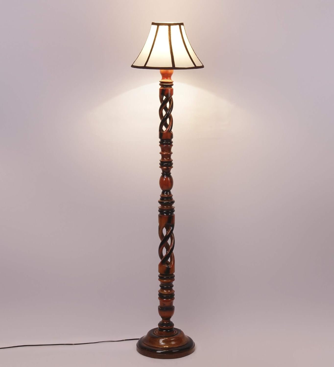 Multiclored Cotton Wooden Floor Lamp -39-(12x54.8inches) -Open Snake