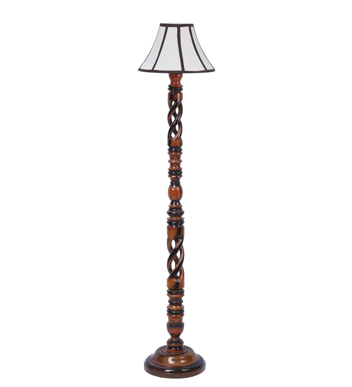Multiclored Cotton Wooden Floor Lamp -39-(12x54.8inches) -Open Snake